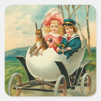 Pegatina Cuadrada Feliz Pascua Para Ti Eggshell Car Vintage