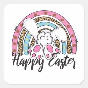 Pegatina Cuadrada ¡Feliz Pascua Para Ti Y Para Ti!