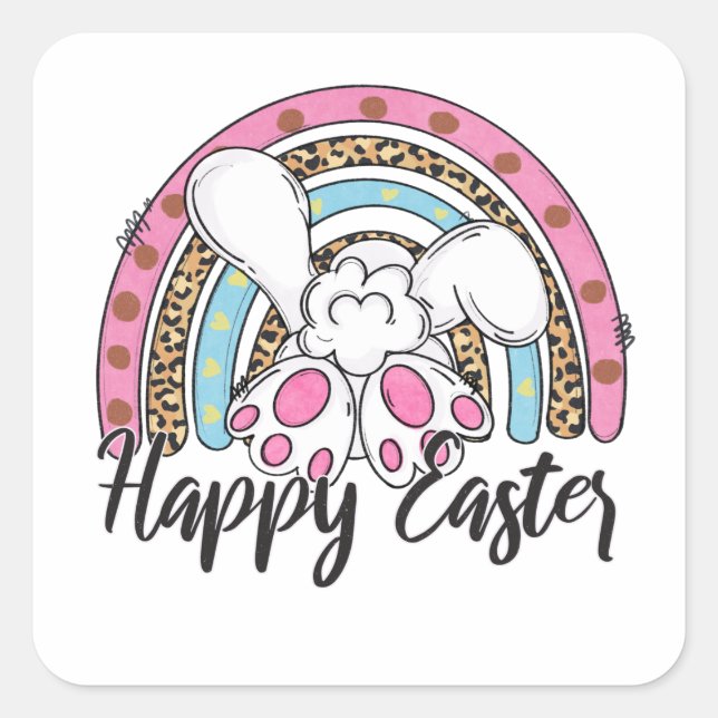 Pegatina Cuadrada ¡Feliz Pascua Para Ti Y Para Ti! (Anverso)