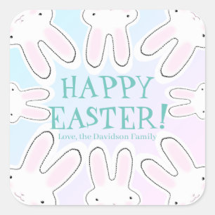 Pegatina Cuadrada Feliz Pascua personalizado pastel textos lindos co