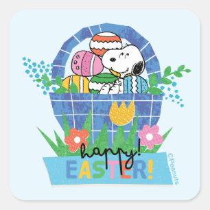 Pegatina Cuadrada Feliz Pascua Snoopy