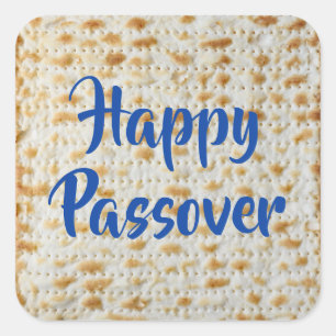 Pegatina Cuadrada Feliz Passover Matzah