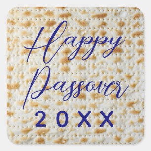 Pegatina Cuadrada Feliz Passover Matzo