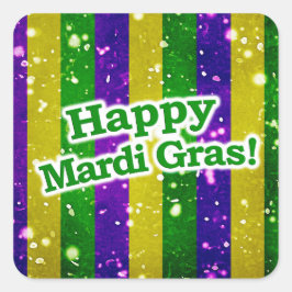 Pegatina Cuadrada Feliz Poster Mardi Gras