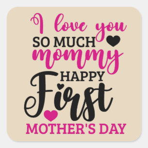 Pegatina Cuadrada Feliz primer día de la madre cuadrado Sticker