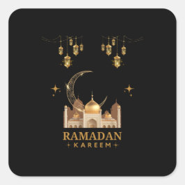 Pegatina Cuadrada Feliz Ramadan Kareem -Saludos de Eid Mubarak