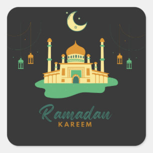 Pegatina Cuadrada Feliz Ramadán Kareem Y Eid Mubarak 2022