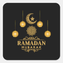 Pegatina Cuadrada Feliz Ramadán Kareem Y Eid Mubarak 2023