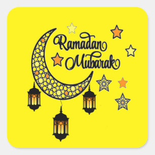 Pegatina Cuadrada Feliz Ramadán Kareem Y Eid Mubarak 2024