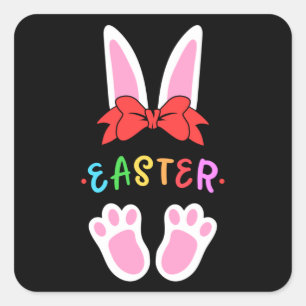 Pegatina Cuadrada Feliz regalo divertido de huevo de pascua de prima