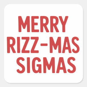 Pegatina Cuadrada Feliz Rizz-Navidad Sigmas Navideño Divertido Snark