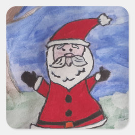 Pegatina Cuadrada Feliz Santa