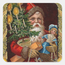Pegatina Cuadrada "Feliz Santa Claus"
