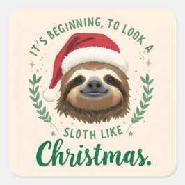 Pegatina Cuadrada Feliz Slothmas, Stickers