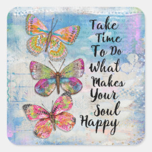 Pegatina Cuadrada Feliz Soul Butterflies