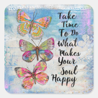 Pegatina Cuadrada Feliz Soul Butterflies