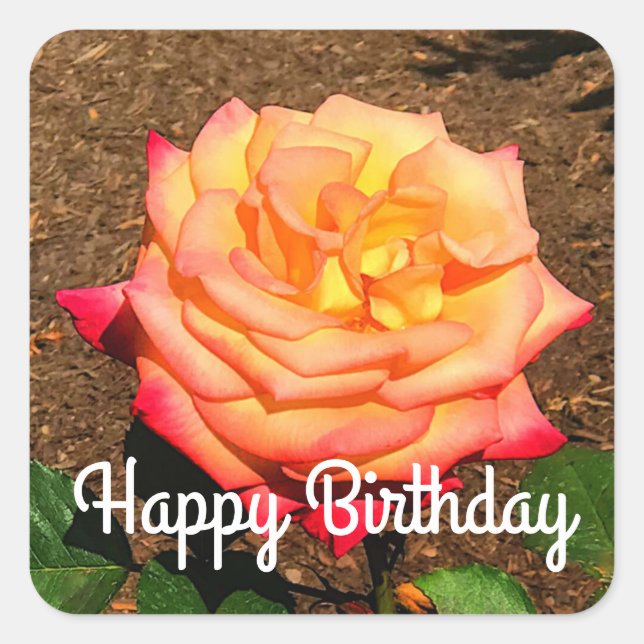 Pegatina Cuadrada Feliz sueño de cumpleaños convertido en verdadero  (Anverso)