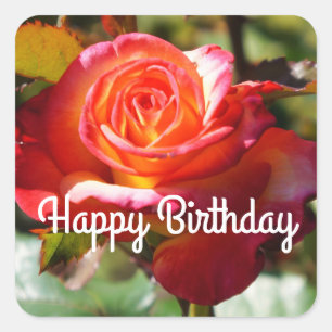 Pegatina Cuadrada Feliz sueño de cumpleaños convertido en verdadero 