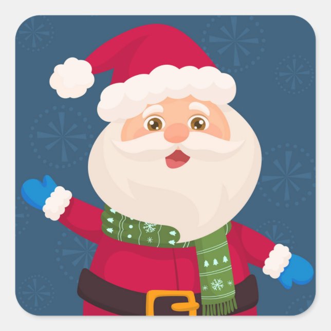 Pegatina Cuadrada Feliz swing de Santa Claus (Anverso)
