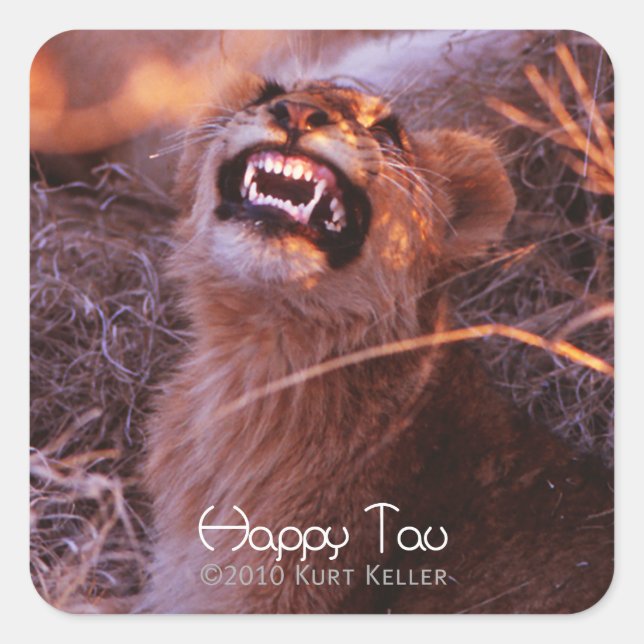 Pegatina Cuadrada Feliz Tau (Anverso)