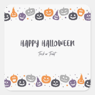 Pegatina Cuadrada Feliz truco de Halloween o regalo