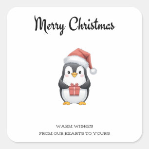 Pegatina Cuadrada "Feliz y brillante con pingüinos"