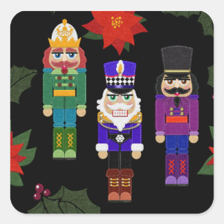 Pegatina Cuadrada Felt Look Nutcrackers Soldiers Whimsical