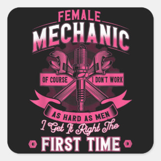 Pegatina Cuadrada Female Diesel Mechanic Female Mechanic