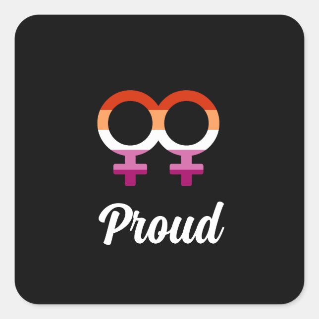 Pegatina Cuadrada Female Glyphs - Lesbian Pride (Anverso)