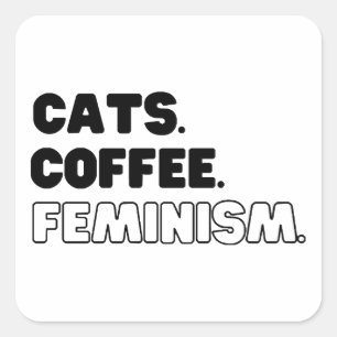 Pegatina Cuadrada Feminismo en el café de los gatos
