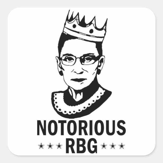 Pegatina Cuadrada Feminista, célebre RBG, Ruth Bader Ginsburg (Anverso)