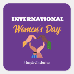 Pegatina Cuadrada Feminista del Día Internacional de la Mujer 2025