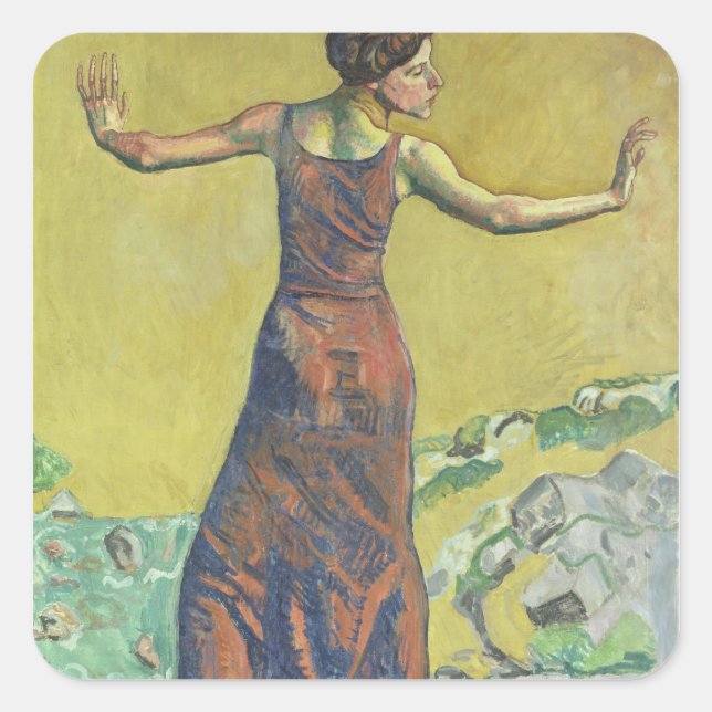 Pegatina Cuadrada Femme Joyeuse (Anverso)