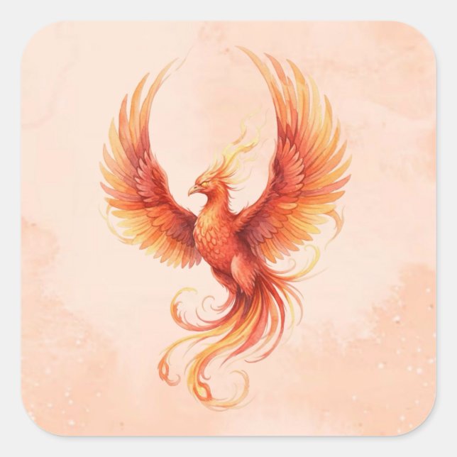 Pegatina Cuadrada Fénix (Anverso)
