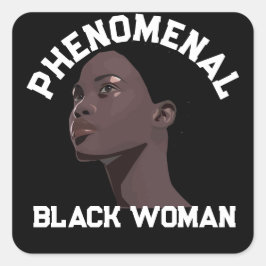 Pegatina Cuadrada Fenomenal mujer negra, negro, mes de historia 2024