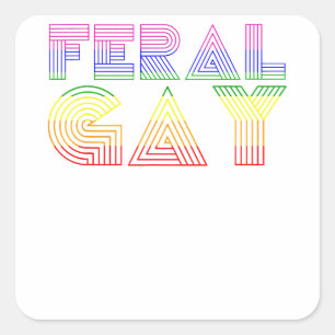 Pegatina Cuadrada Feral Gay LGBT Gay Bi Pan Trans Meme de orgullo ar
