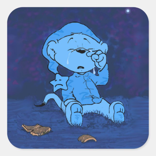 Pegatina Cuadrada Ferald Feeling Blue (Anverso)