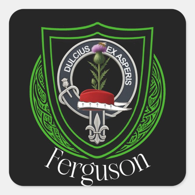 Pegatina Cuadrada Ferguson Scottish Clan Crest  (Anverso)