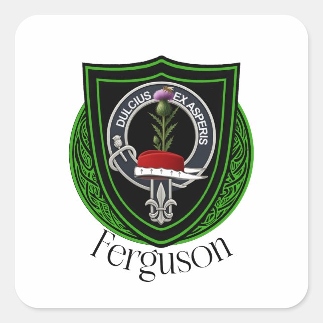Pegatina Cuadrada Ferguson Scottish Clan Crest  (Anverso)