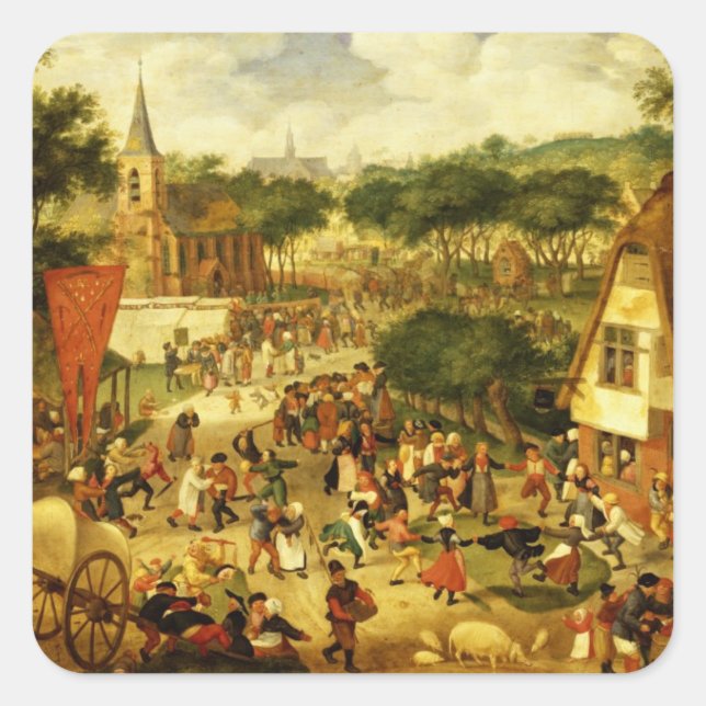 Pegatina Cuadrada Feria de Aldea (Anverso)