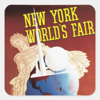 Pegatina Cuadrada Feria Mundial de Nueva York (Globe)