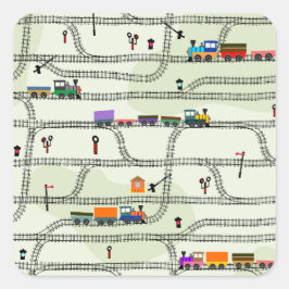 Pegatina Cuadrada Ferrocarril