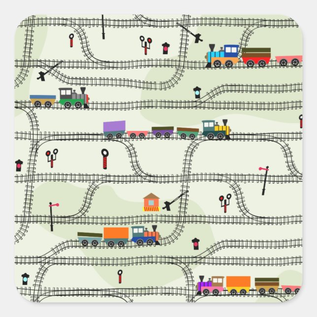 Pegatina Cuadrada Ferrocarril (Anverso)