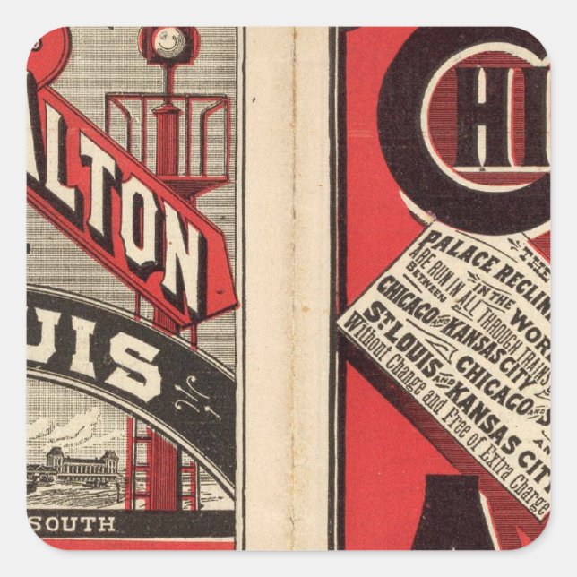 Pegatina Cuadrada Ferrocarril de Chicago y Alton (Anverso)