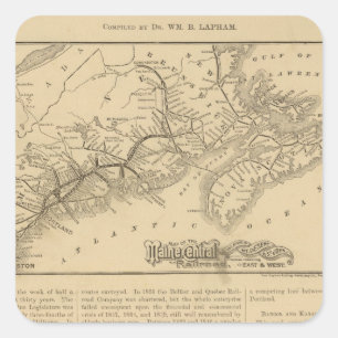 Pegatina Cuadrada Ferrocarril de la central de Maine