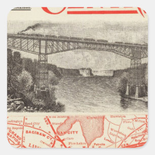 Pegatina Cuadrada Ferrocarril de la central de Michigan