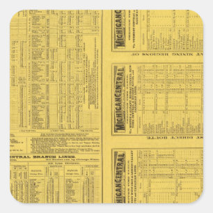 Pegatina Cuadrada Ferrocarril de la central de Michigan de la págin