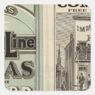 Pegatina Cuadrada Ferrocarril de Texas