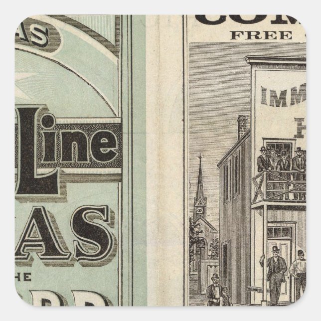 Pegatina Cuadrada Ferrocarril de Texas (Anverso)