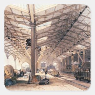 Pegatina Cuadrada Ferrocarril del Gran Oeste: Derramamiento de merca